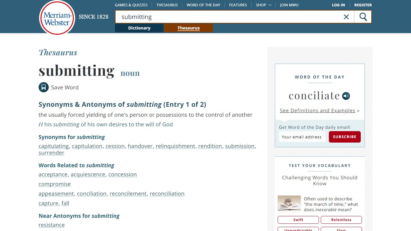 86 Synonyms & Antonyms of SUBMITTING - Merriam-Webster